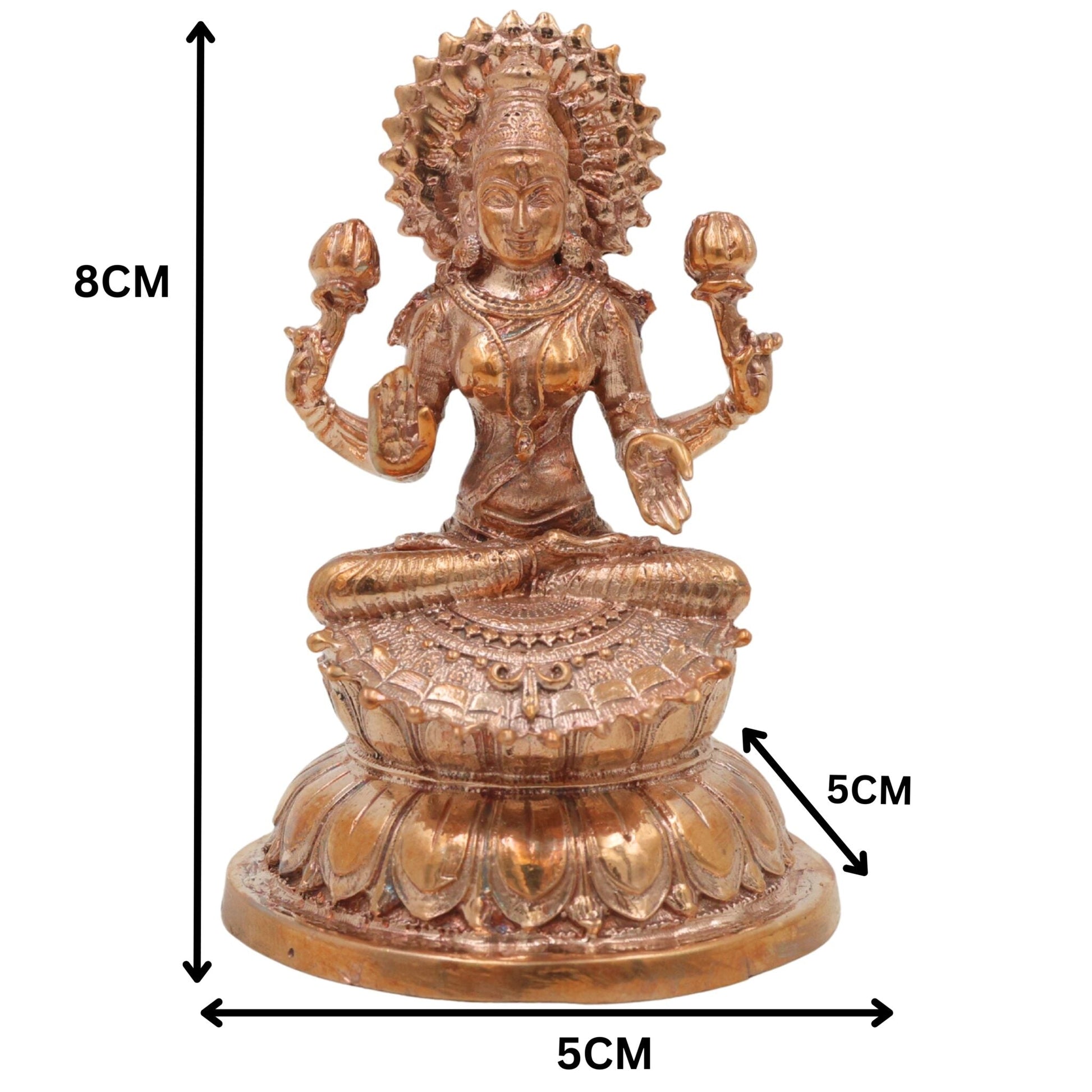 Handcrafted Bronze Mahalakshmi Idol, Kansa Lakshmi Murti, Shri Devi Thirumagal Narayani Panchaloha Style Chola Art Lakshmi Statue for Home Temple & Gifting, Gold, 3 Inch, 1 Piece