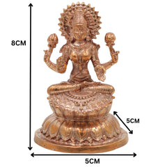 Handcrafted Bronze Mahalakshmi Idol, Kansa Lakshmi Murti, Shri Devi Thirumagal Narayani Panchaloha Style Chola Art Lakshmi Statue for Home Temple & Gifting, Gold, 3 Inch, 1 Piece