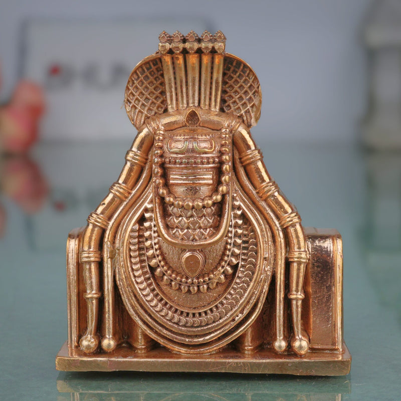 Handmade Bronze Shiva Lingam, Panchaloha Chola Art Shivling, Narmada Bana Lingam, South Indian Temple-Style Shivalinga Murti, Gold, 3 Inch, 1 Piece