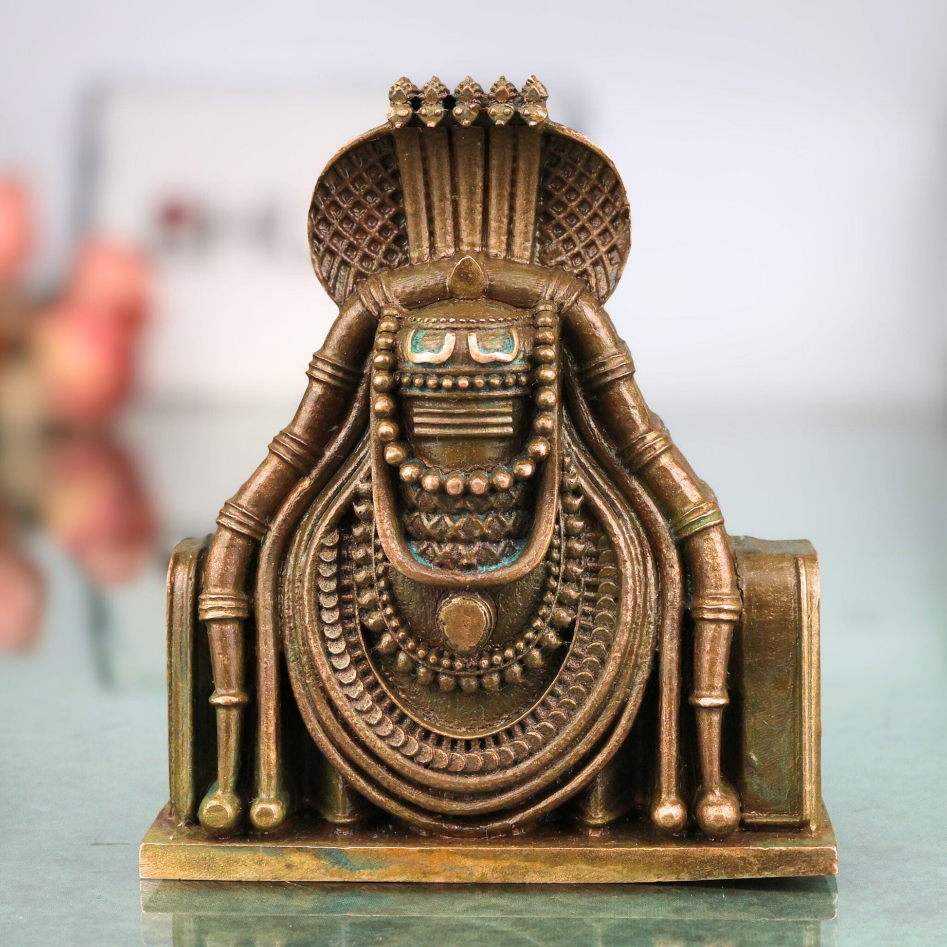 Bronze Shiva Lingam, Panchaloha Shivling, Kanchu Shiva Linga Idol, Chola Art Handcrafted Mahalingam Murti, Traditional South Indian Lingeshwara Linga, Brown, 3 Inch, 1 Piece