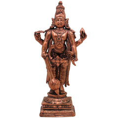 Copper Vishnu Murti Tamra Narayana Idol Padmanabha Govinda Kesava Shrinivasa Balaji Sculpture for Pooja Home Decor Temple Collection, Brown, 6.5 Inch, 1 Piece