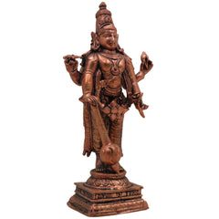 Copper Vishnu Murti Tamra Narayana Idol Padmanabha Govinda Kesava Shrinivasa Balaji Sculpture for Pooja Home Decor Temple Collection, Brown, 6.5 Inch, 1 Piece