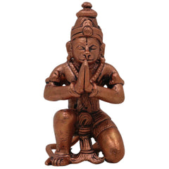 Copper Hanuman Sitting Idol, Tamra Bajrangbali Murti, Pavanputra Anjaneya Maruti Mahaveer Statue for Puja Home Decor, Brown, 3.5 Inch, 1 Piece
