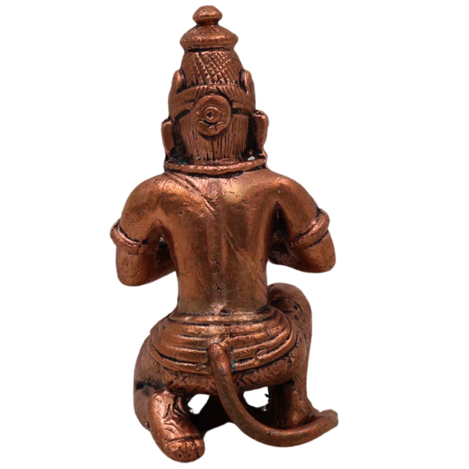 Copper Hanuman Sitting Idol, Tamra Bajrangbali Murti, Pavanputra Anjaneya Maruti Mahaveer Statue for Puja Home Decor, Brown, 3.5 Inch, 1 Piece