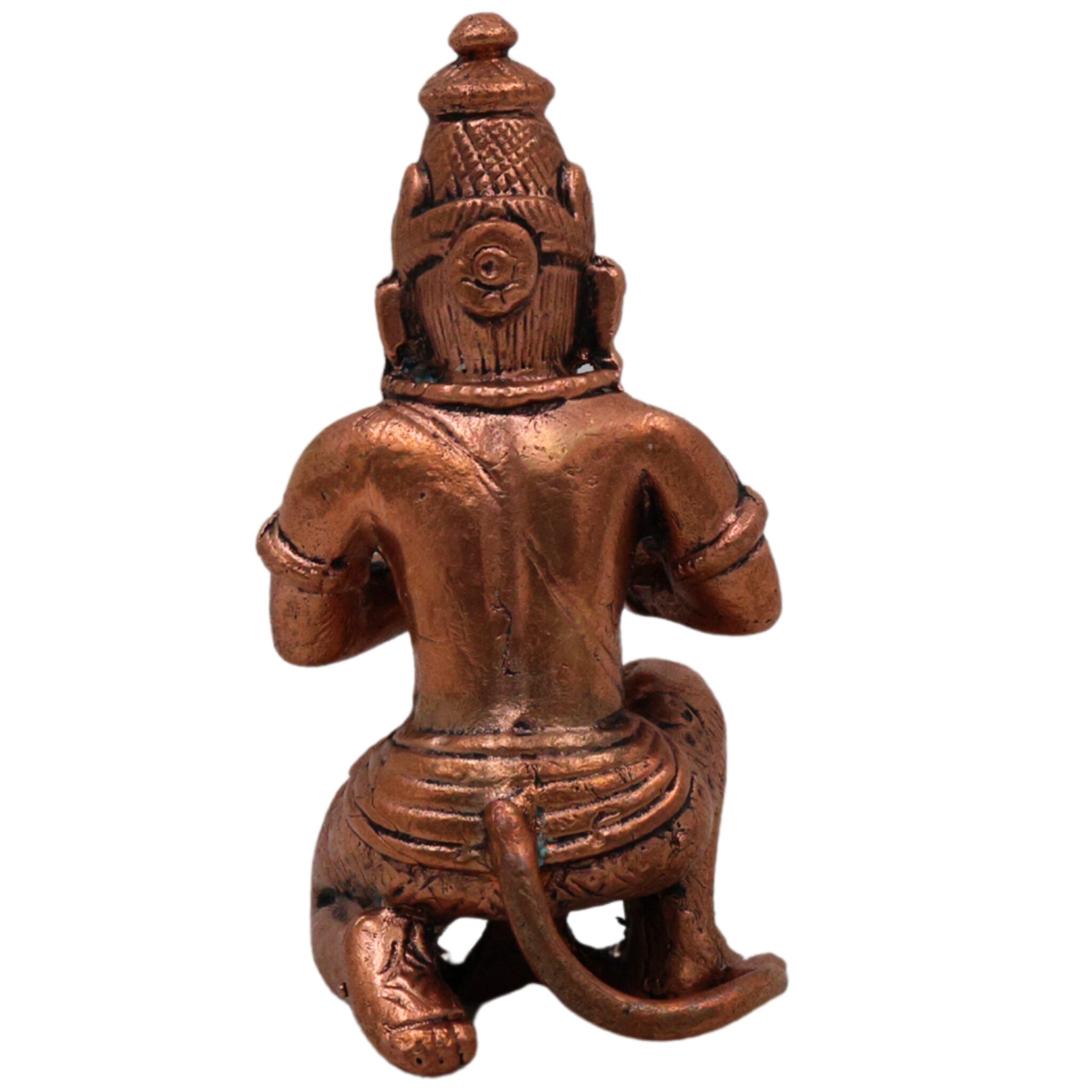 Copper Hanuman Sitting Idol, Tamra Bajrangbali Murti, Pavanputra Anjaneya Maruti Mahaveer Statue for Puja Home Decor, Brown, 3.5 Inch, 1 Piece