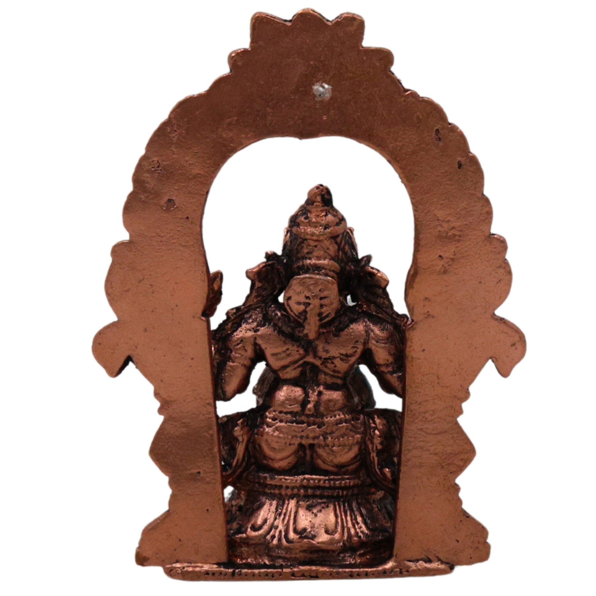 Copper Ganesha Prabhavali Idol, Handcrafted Tamra Ganapati Vinayaka Vighneshwar Murti for Pooja Room Decor & Spiritual Home Showpiece, Brown, 4 Inch, 1 Piece