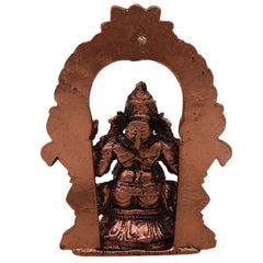 Copper Ganesha Prabhavali Idol, Handcrafted Tamra Ganapati Vinayaka Vighneshwar Murti for Pooja Room Decor & Spiritual Home Showpiece, Brown, 4 Inch, 1 Piece