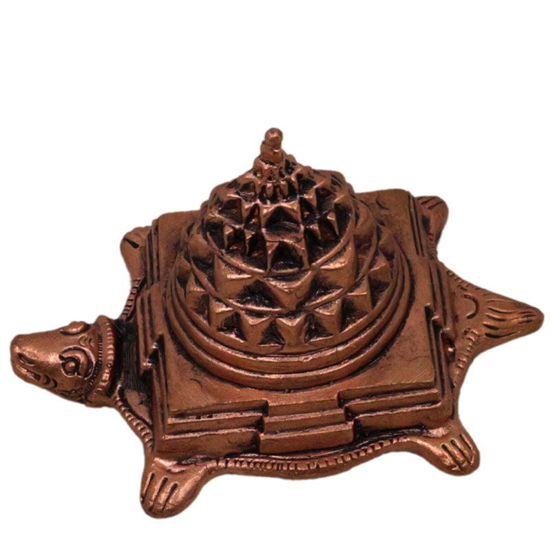 Copper Tortoise Shree Yantra Idol Kurma Sri Chakra Tamra Meru Kachua Yantra for Wealth Prosperity Vastu, Brown, 2 Inch, 1 Piece