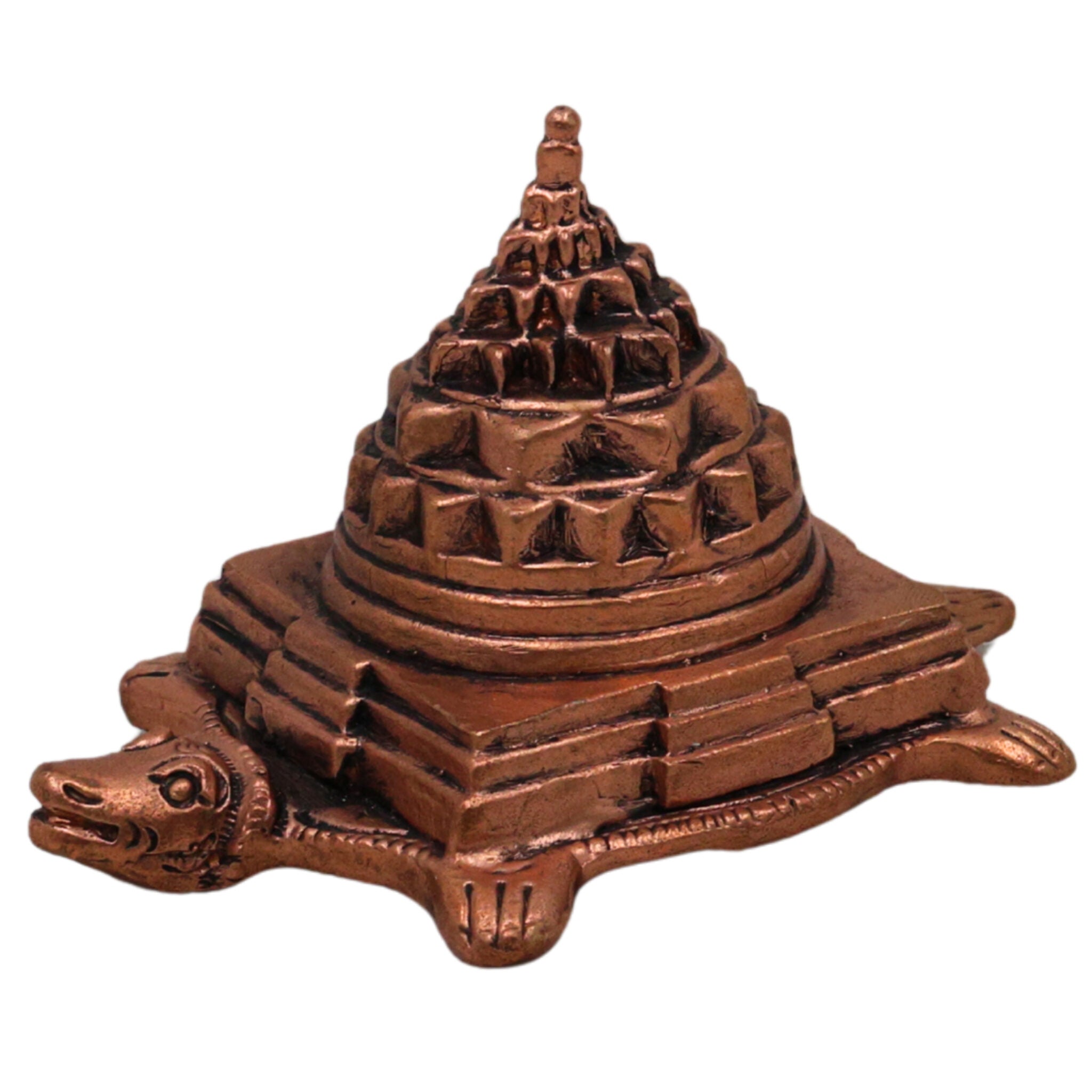 Copper Tortoise Shree Yantra Idol Kurma Sri Chakra Tamra Meru Kachua Yantra for Wealth Prosperity Vastu, Brown, 2 Inch, 1 Piece