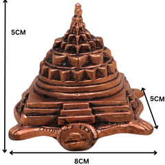 Copper Tortoise Shree Yantra Idol Kurma Sri Chakra Tamra Meru Kachua Yantra for Wealth Prosperity Vastu, Brown, 2 Inch, 1 Piece