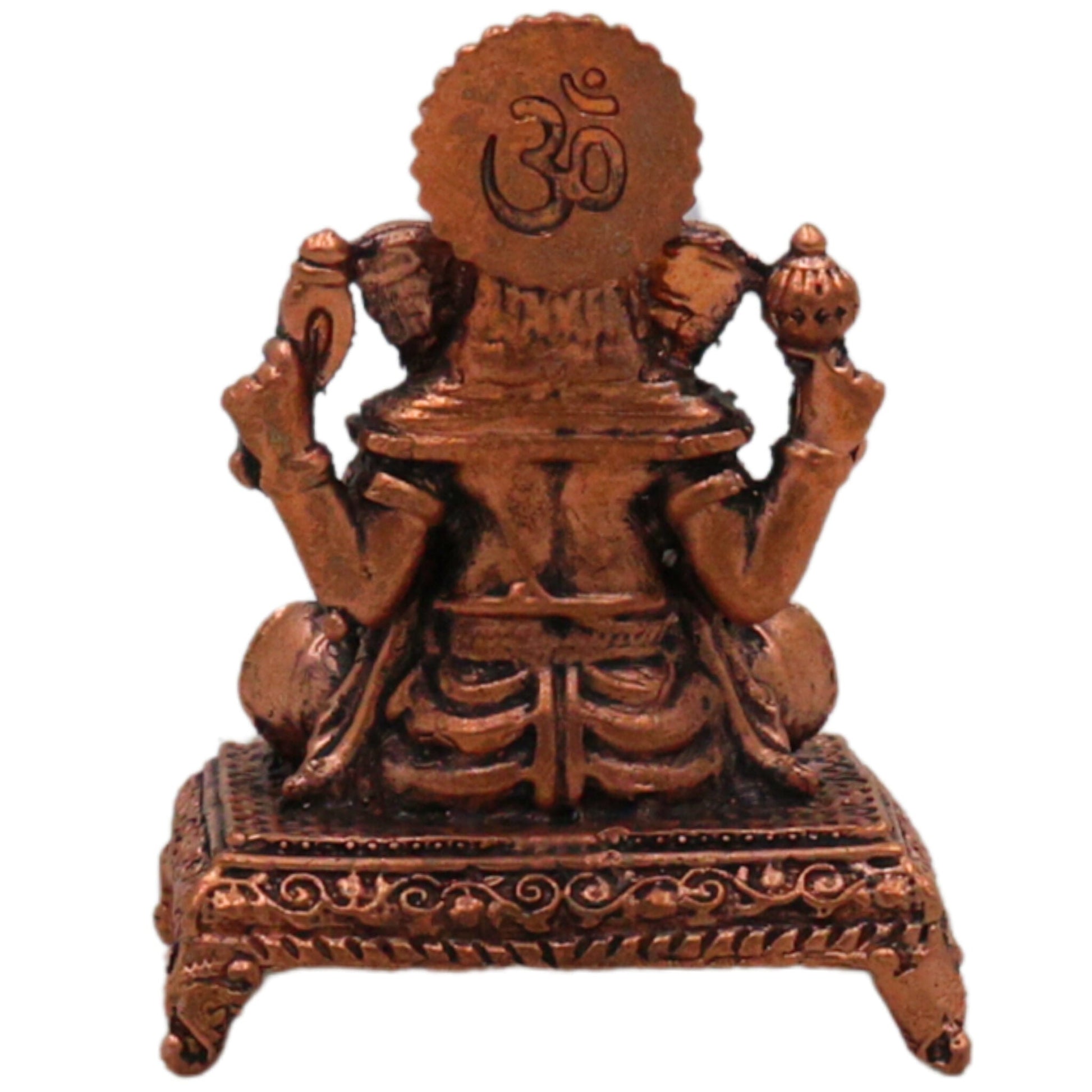 Handcrafted Copper Ganesha Idol Tamra Ganapati Thamira Vinayaka Ekadanta Vignaharta Siddhivinayak Pooja Murti Home Decor Spiritual Sculpture Showpiece, Brown, 1.5 Inch, 1 Piece