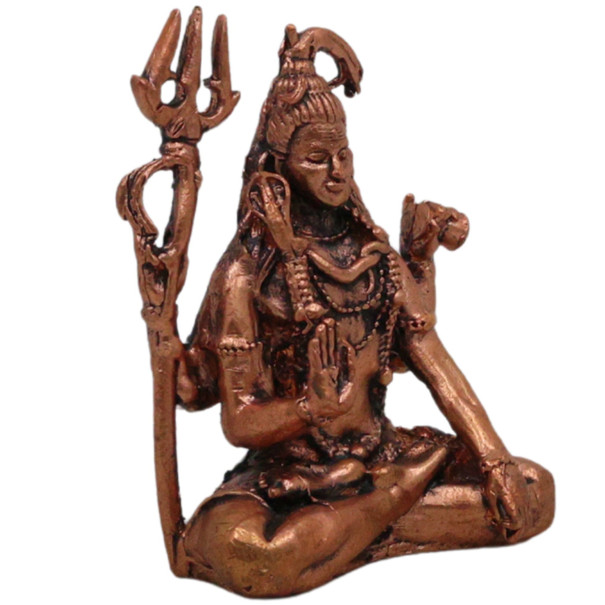 Copper Shiva Idol Tamra Mahadev Murti,  Handcrafted Shankar Rudra Neelkanth Statue for Puja Home Decor, Brown, 2 Inch, 1 Piece