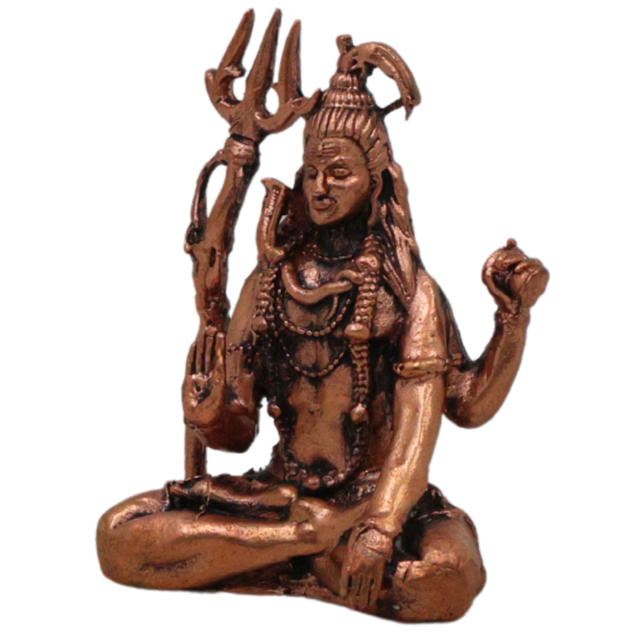 Copper Shiva Idol Tamra Mahadev Murti,  Handcrafted Shankar Rudra Neelkanth Statue for Puja Home Decor, Brown, 2 Inch, 1 Piece