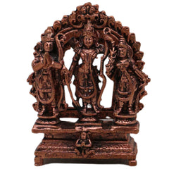 Copper Ram Darbar Idol Ram Parivar Murti Sita Ram Lakshman Hanuman Vigraham Tamra Ram Parivar Statue for Pooja Temple Home Decor, Brown, 3 Inch, 1 Piece
