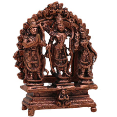 Copper Ram Darbar Idol Ram Parivar Murti Sita Ram Lakshman Hanuman Vigraham Tamra Ram Parivar Statue for Pooja Temple Home Decor, Brown, 3 Inch, 1 Piece