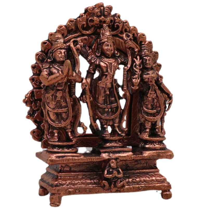 Copper Ram Darbar Idol Ram Parivar Murti Sita Ram Lakshman Hanuman Vigraham Tamra Ram Parivar Statue for Pooja Temple Home Decor, Brown, 3 Inch, 1 Piece