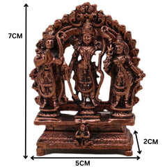 Copper Ram Darbar Idol Ram Parivar Murti Sita Ram Lakshman Hanuman Vigraham Tamra Ram Parivar Statue for Pooja Temple Home Decor, Brown, 3 Inch, 1 Piece