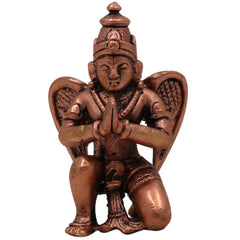 Copper Garuda Dev Idol, Tamra Vainateya Suparna Pakshiraja Murti, Vishnu Vahana Garuda Statue for Pooja Decor Temple Collection, Brown, 3.5 Inch, 1 Piece