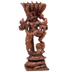 Copper Lakshmi Narasimha Idol, Tamra Narasimha Vigraham, Lakshmi Narsimha Murti for Pooja Home Decor, Narasimha Lakshmi Devata Statue, Brown, 4.5 Inch, 1 Piece