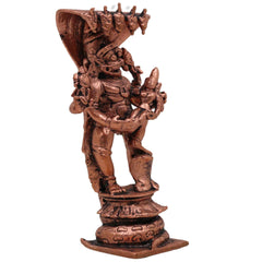 Copper Lakshmi Narasimha Idol, Tamra Narasimha Vigraham, Lakshmi Narsimha Murti for Pooja Home Decor, Narasimha Lakshmi Devata Statue, Brown, 4.5 Inch, 1 Piece
