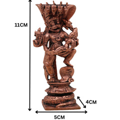 Copper Lakshmi Narasimha Idol, Tamra Narasimha Vigraham, Lakshmi Narsimha Murti for Pooja Home Decor, Narasimha Lakshmi Devata Statue, Brown, 4.5 Inch, 1 Piece