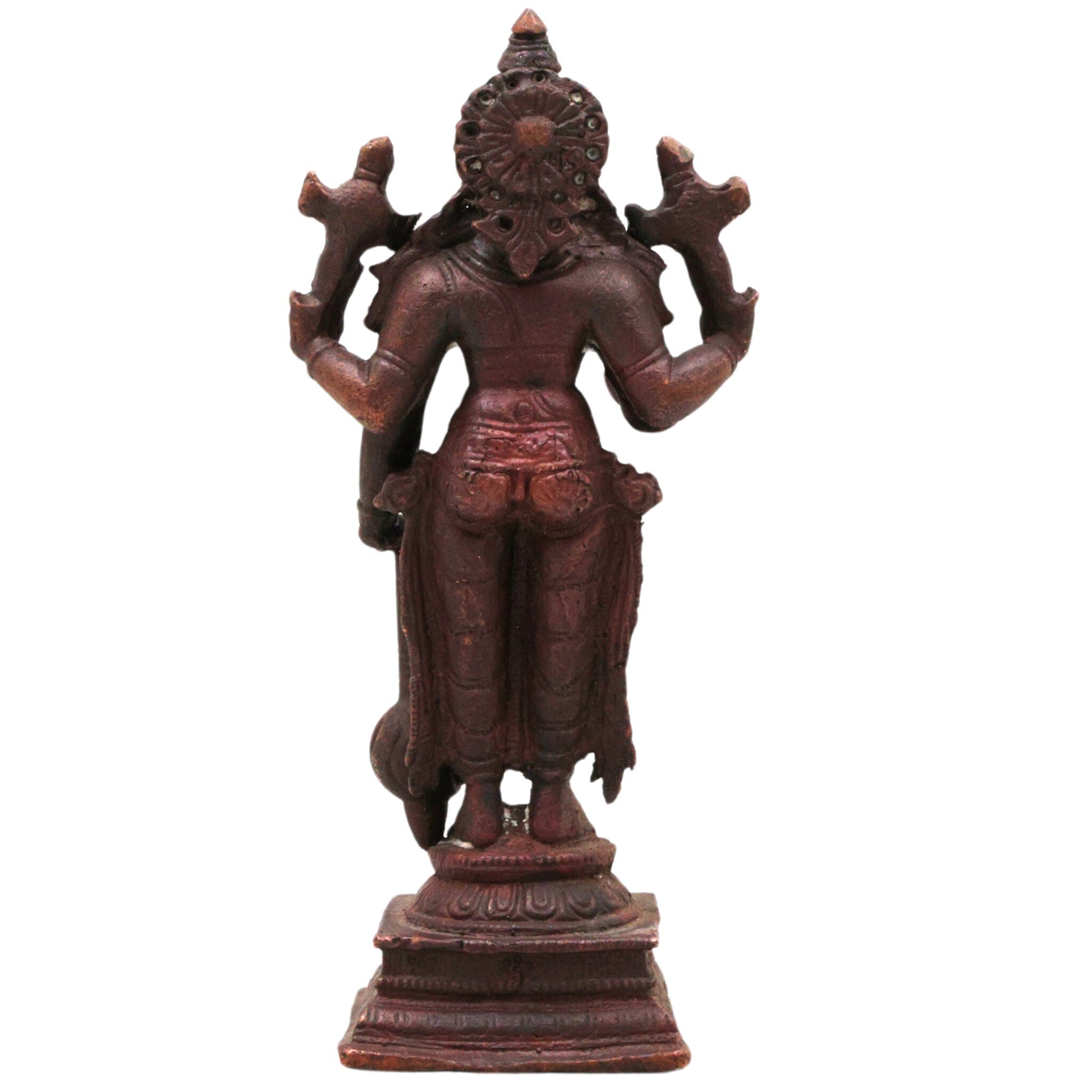 Copper Narasimha Idol, Tamra Narsimha Murti, Ugra Lakshmi Narasimha Vigraham, Handcrafted Narasingha Statue for Puja Decor, Brown, 6.5 Inch, 1 Piece