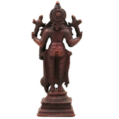 Copper Narasimha Idol, Tamra Narsimha Murti, Ugra Lakshmi Narasimha Vigraham, Handcrafted Narasingha Statue for Puja Decor, Brown, 6.5 Inch, 1 Piece