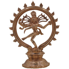 Bronze Nataraja Idol, Panchaloha Natarajar Sculpture, Cosmic Dancer Shiva Nataraj Murti, Chola Art Thillai Koothan Vigraham, Ananda Tandava Nrityeshwara Statue for Home Temple Décor, Gold, 8 Inch, 1 Piece