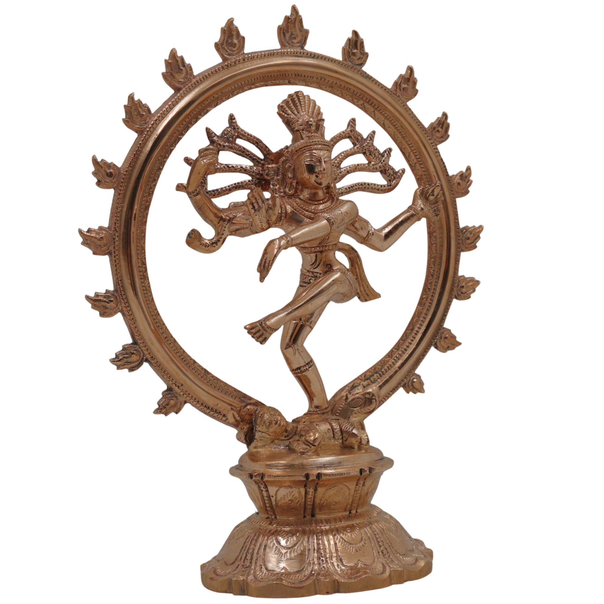 Bronze Nataraja Idol, Panchaloha Natarajar Sculpture, Cosmic Dancer Shiva Nataraj Murti, Chola Art Thillai Koothan Vigraham, Ananda Tandava Nrityeshwara Statue for Home Temple Décor, Gold, 8 Inch, 1 Piece