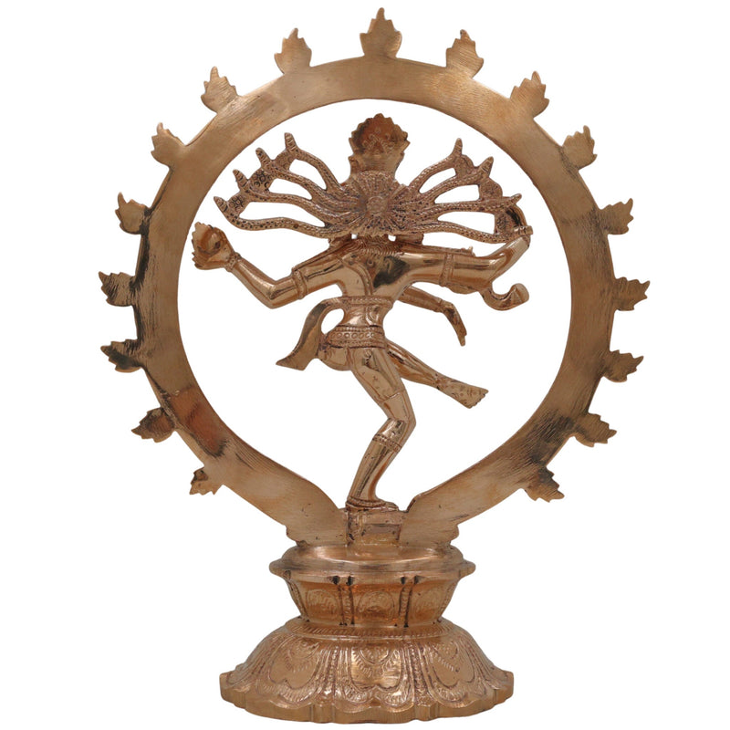 Bronze Nataraja Idol, Panchaloha Natarajar Sculpture, Cosmic Dancer Shiva Nataraj Murti, Chola Art Thillai Koothan Vigraham, Ananda Tandava Nrityeshwara Statue for Home Temple Décor, Gold, 8 Inch, 1 Piece