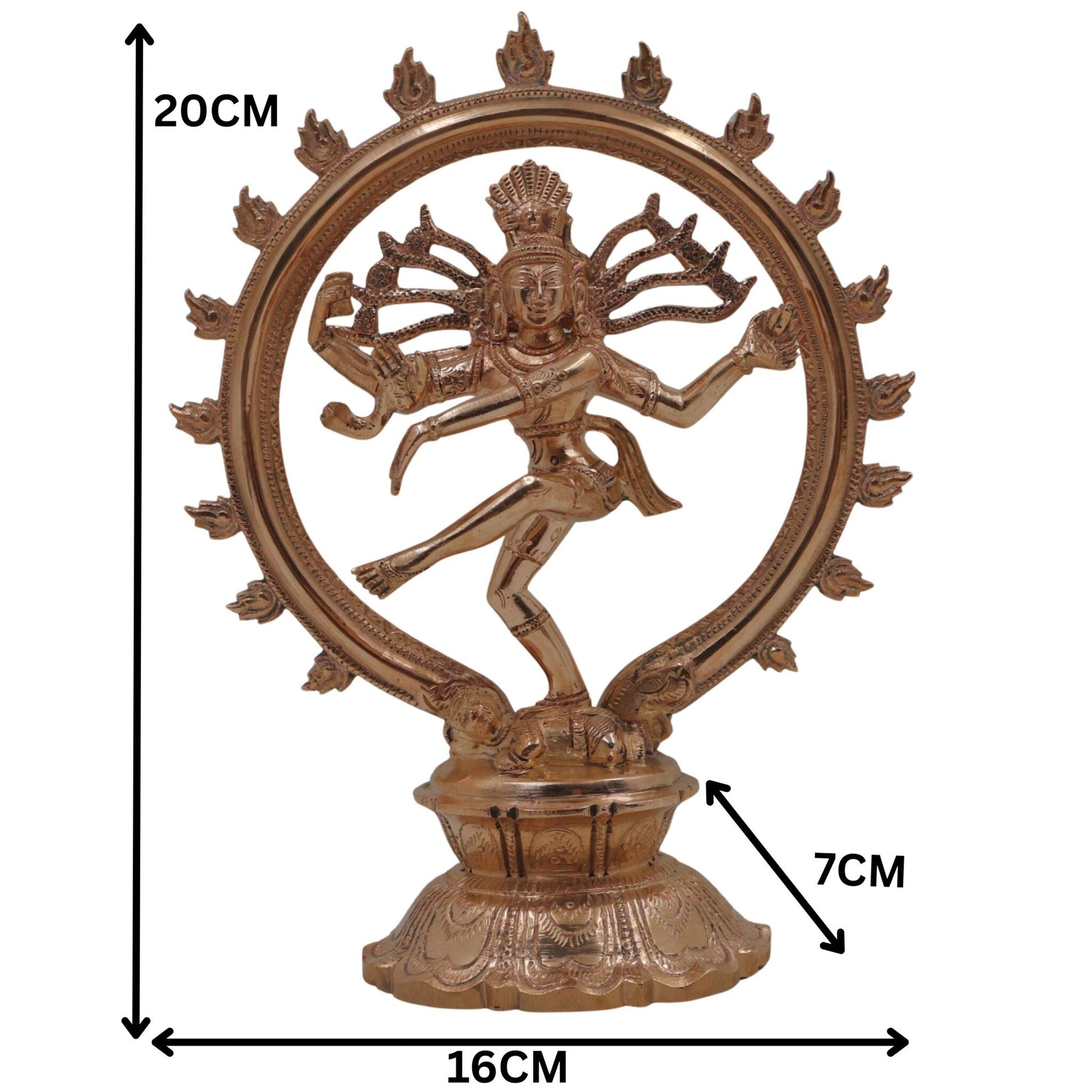 Bronze Nataraja Idol, Panchaloha Natarajar Sculpture, Cosmic Dancer Shiva Nataraj Murti, Chola Art Thillai Koothan Vigraham, Ananda Tandava Nrityeshwara Statue for Home Temple Décor, Gold, 8 Inch, 1 Piece