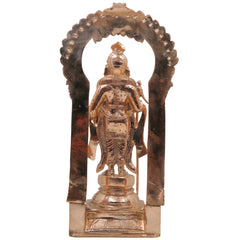 Bronze Raja Murugan Subramanya Kartikeya Skanda Shanmukha Idol | Traditional South Indian Kumara Sculpture for Home Temple Decor, Gold, 15 Inch, 1 Piece