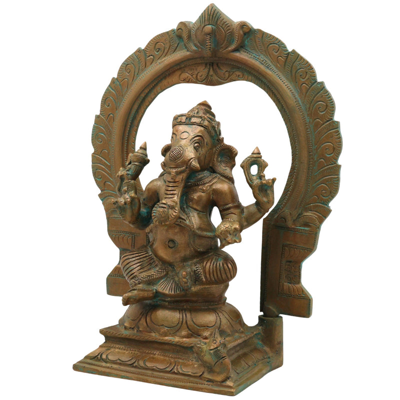 Bronze Ganesha Idol Vinayaka Ganapati Panchaloha Murti, Ekadanta Vighneshwar Lambodara Statue, Handcrafted Kansa Kanchu Panchdhatu South Indian Sculpture for Home & Temple, Brown, 10 Inch, 1 Piece