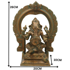 Bronze Ganesha Idol Vinayaka Ganapati Panchaloha Murti, Ekadanta Vighneshwar Lambodara Statue, Handcrafted Kansa Kanchu Panchdhatu South Indian Sculpture for Home & Temple, Brown, 10 Inch, 1 Piece