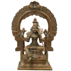 Bronze Raja Rajeshwari Idol Tripura Sundari Lalita Parameshwari Shodashi Mahatripurasundari Devi Sculpture | Traditional South Indian Goddess Statue for Home Temple Decor, Brown, 9.5 Inch, 1 Piece