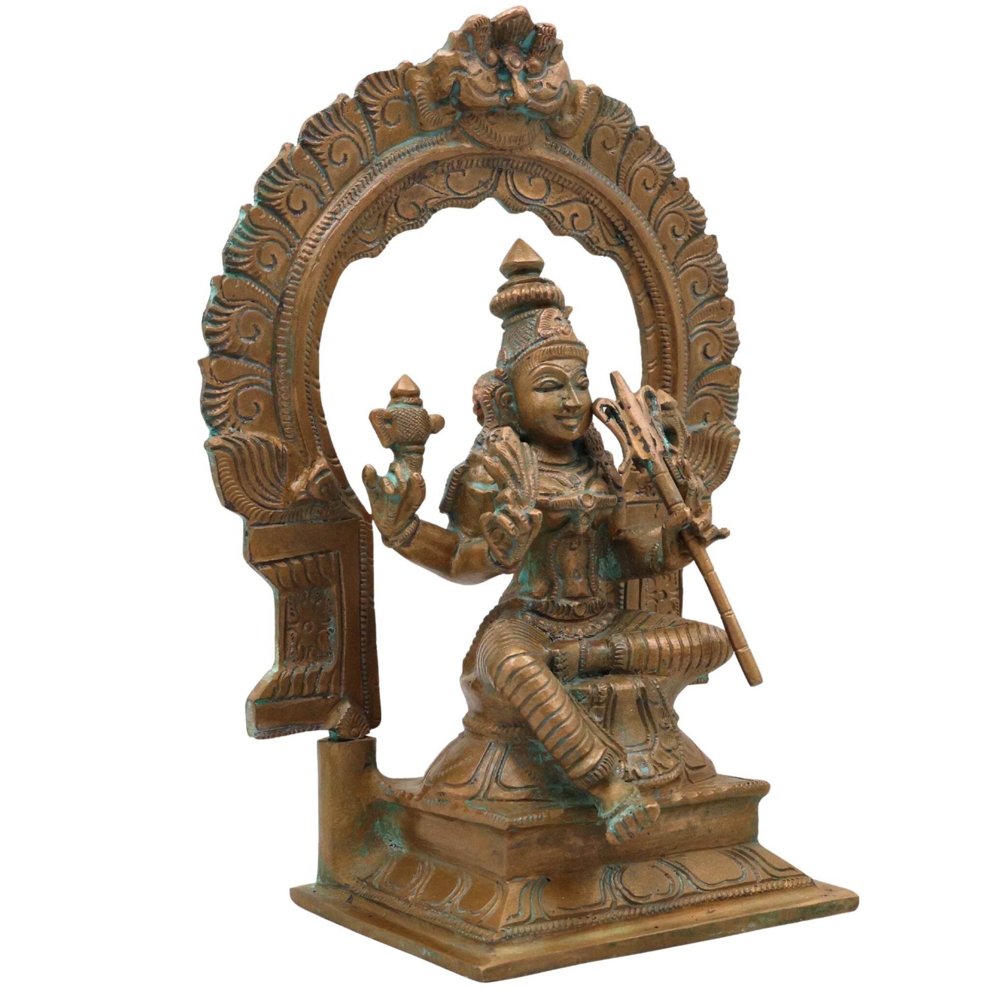 Bronze Raja Rajeshwari Idol Tripura Sundari Lalita Parameshwari Shodashi Mahatripurasundari Devi Sculpture | Traditional South Indian Goddess Statue for Home Temple Decor, Brown, 9.5 Inch, 1 Piece