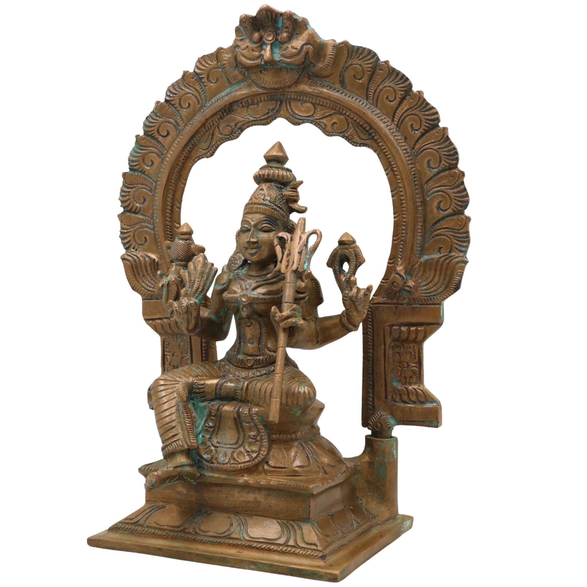 Bronze Raja Rajeshwari Idol Tripura Sundari Lalita Parameshwari Shodashi Mahatripurasundari Devi Sculpture | Traditional South Indian Goddess Statue for Home Temple Decor, Brown, 9.5 Inch, 1 Piece