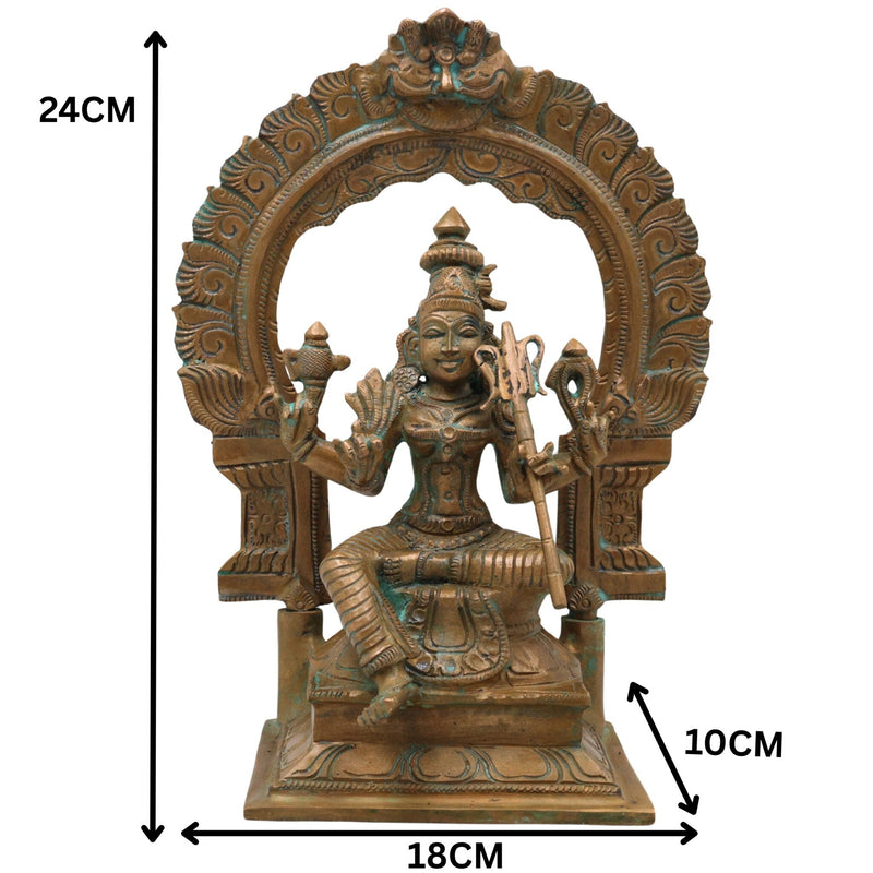 Bronze Raja Rajeshwari Idol Tripura Sundari Lalita Parameshwari Shodashi Mahatripurasundari Devi Sculpture | Traditional South Indian Goddess Statue for Home Temple Decor, Brown, 9.5 Inch, 1 Piece