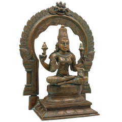 Bronze Mahalakshmi Shri Lakshmi Devi Idol | Panchaloha Panchadhatu South India Art Sculpture | Gajalakshmi Varalakshmi Kamala Padma Narayani Thirumagal Lakshmi Statue for Home Temple Decor, Brown, 12 Inch, 1 Piece
