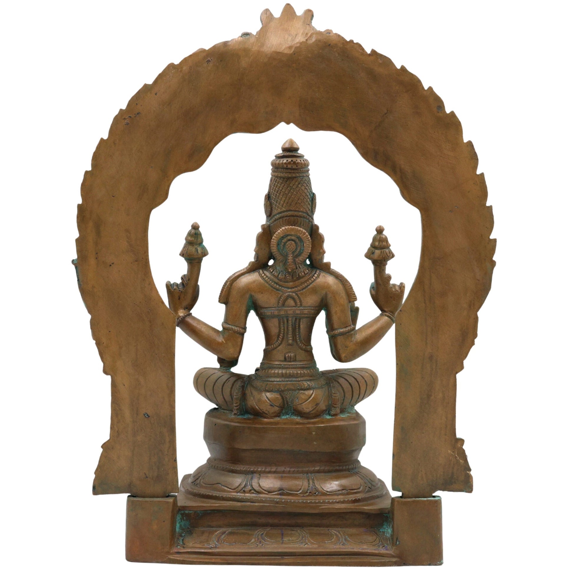 Bronze Mahalakshmi Shri Lakshmi Devi Idol | Panchaloha Panchadhatu South India Art Sculpture | Gajalakshmi Varalakshmi Kamala Padma Narayani Thirumagal Lakshmi Statue for Home Temple Decor, Brown, 12 Inch, 1 Piece