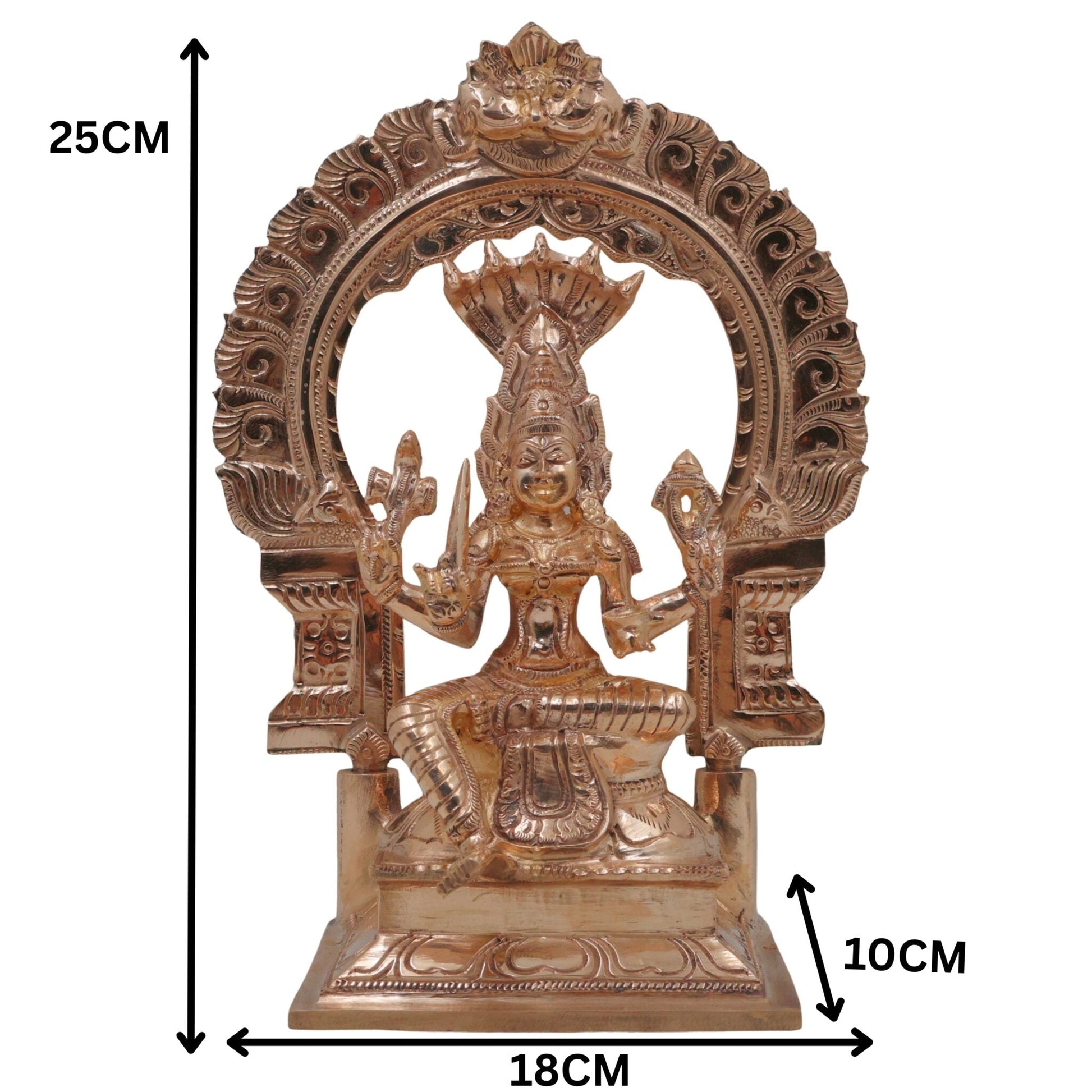 Bronze Mariamman Idol, Maari Amman | Samayapuram Mariamman | Yellamma Renuka Devi | Traditional South Indian Shakti Panchaloha Inspired Goddess Sculpture, Gold, 10 Inch, 1 Piece