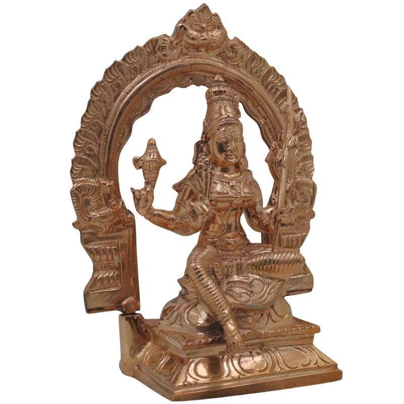 Bronze Raja Rajeshwari Idol Tripura Sundari Lalita Parameshwari Rajarajeshwari Devi Murti | Shodashi Sri Vidya Mahatripurasundari Goddess Sculpture | Handcrafted Panchaloha Style Statue, Gold, 8.5 Inch, 1 Piece