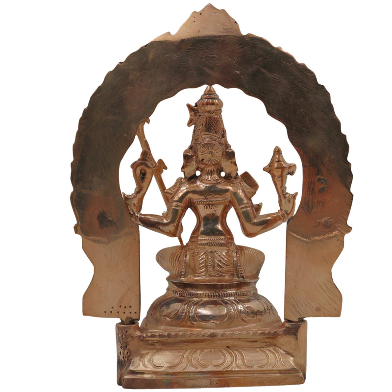 Bronze Raja Rajeshwari Idol Tripura Sundari Lalita Parameshwari Rajarajeshwari Devi Murti | Shodashi Sri Vidya Mahatripurasundari Goddess Sculpture | Handcrafted Panchaloha Style Statue, Gold, 8.5 Inch, 1 Piece