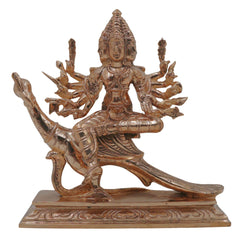 Bronze Arumuga Murugan Idol, Shanmukha Skanda Subramanya Kumaraswamy Vel Murugan Panchaloha Inspired Traditional South Indian Sculpture for Home Temple Decor, Gold, 6 Inch, 1 Piece