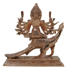 Bronze Arumuga Murugan Idol, Shanmukha Skanda Subramanya Kumaraswamy Vel Murugan Panchaloha Inspired Traditional South Indian Sculpture for Home Temple Decor, Gold, 6 Inch, 1 Piece