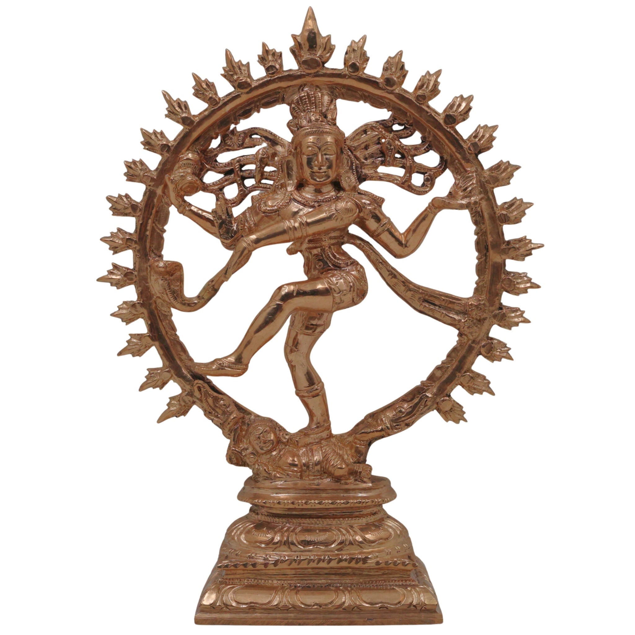 Bronze Nataraja Natarajar Nataraj Thandava Murti Cosmic Dancer Shiva Idol | Panchaloha Chola Art Natesa Rudra Nataraja Sculpture for Home Temple Decor, Gold, 9 Inch, 1 Piece