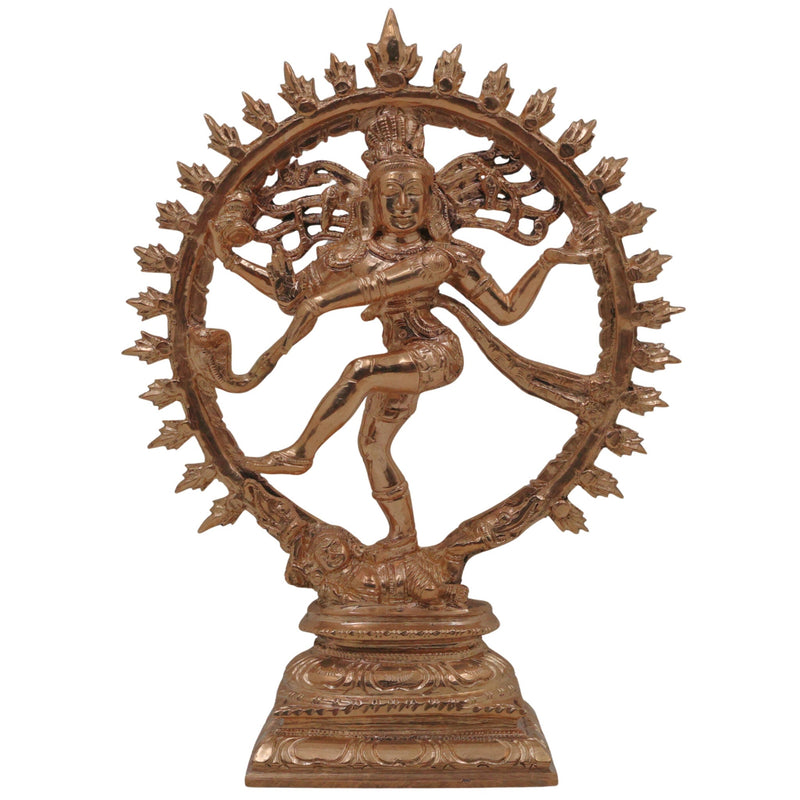 Bronze Nataraja Natarajar Nataraj Thandava Murti Cosmic Dancer Shiva Idol | Panchaloha Chola Art Natesa Rudra Nataraja Sculpture for Home Temple Decor, Gold, 9 Inch, 1 Piece