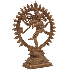Bronze Nataraja Natarajar Nataraj Thandava Murti Cosmic Dancer Shiva Idol | Panchaloha Chola Art Natesa Rudra Nataraja Sculpture for Home Temple Decor, Gold, 9 Inch, 1 Piece