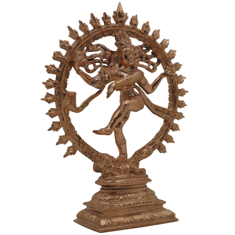 Bronze Nataraja Natarajar Nataraj Thandava Murti Cosmic Dancer Shiva Idol | Panchaloha Chola Art Natesa Rudra Nataraja Sculpture for Home Temple Decor, Gold, 9 Inch, 1 Piece