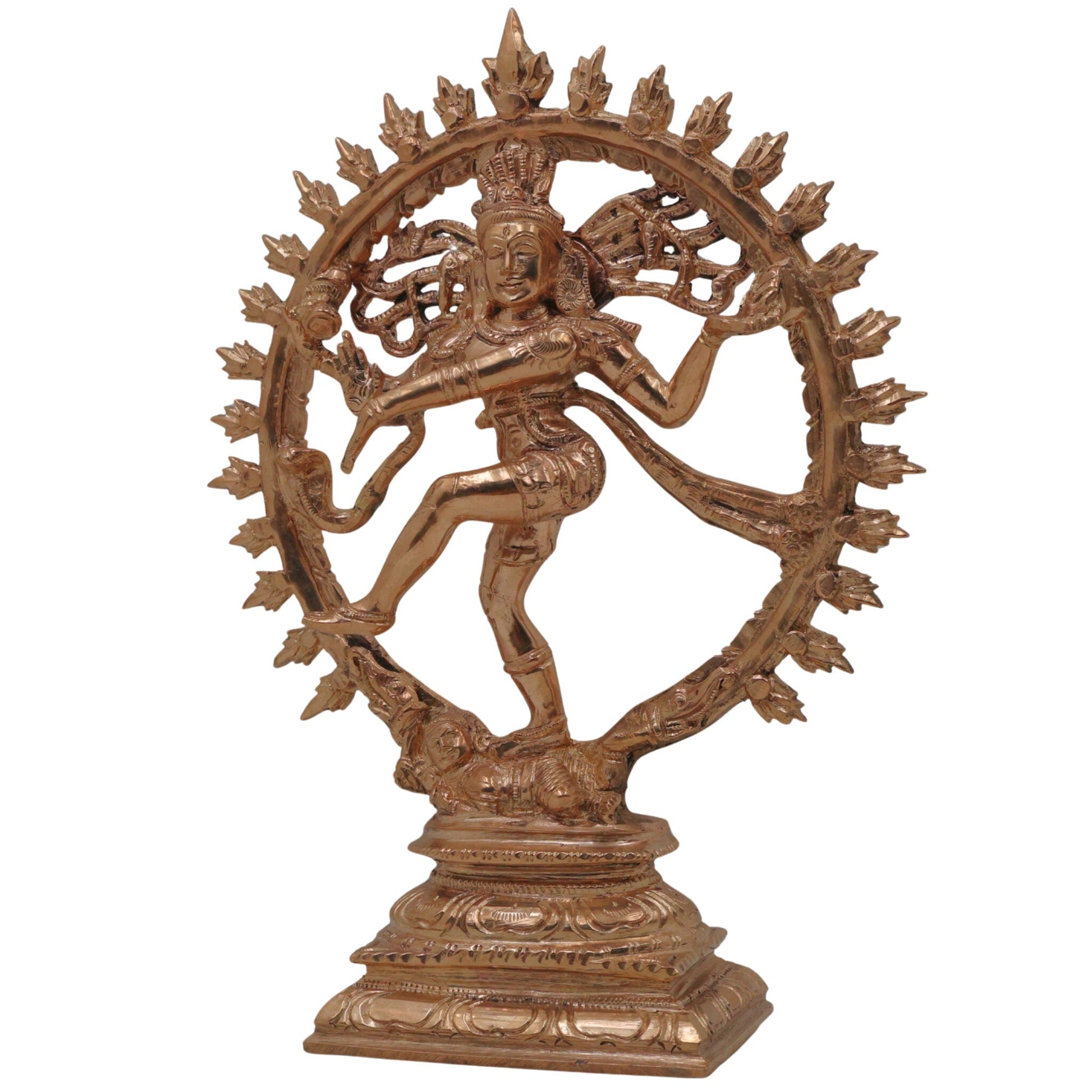 Bronze Nataraja Natarajar Nataraj Thandava Murti Cosmic Dancer Shiva Idol | Panchaloha Chola Art Natesa Rudra Nataraja Sculpture for Home Temple Decor, Gold, 9 Inch, 1 Piece